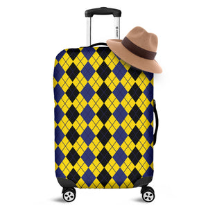 Black Blue And Yellow Argyle Print Luggage Cover