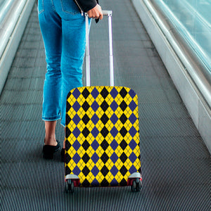 Black Blue And Yellow Argyle Print Luggage Cover