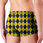 Black Blue And Yellow Argyle Print Men's Boxer Briefs