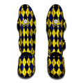 Black Blue And Yellow Argyle Print Muay Thai Shin Guards