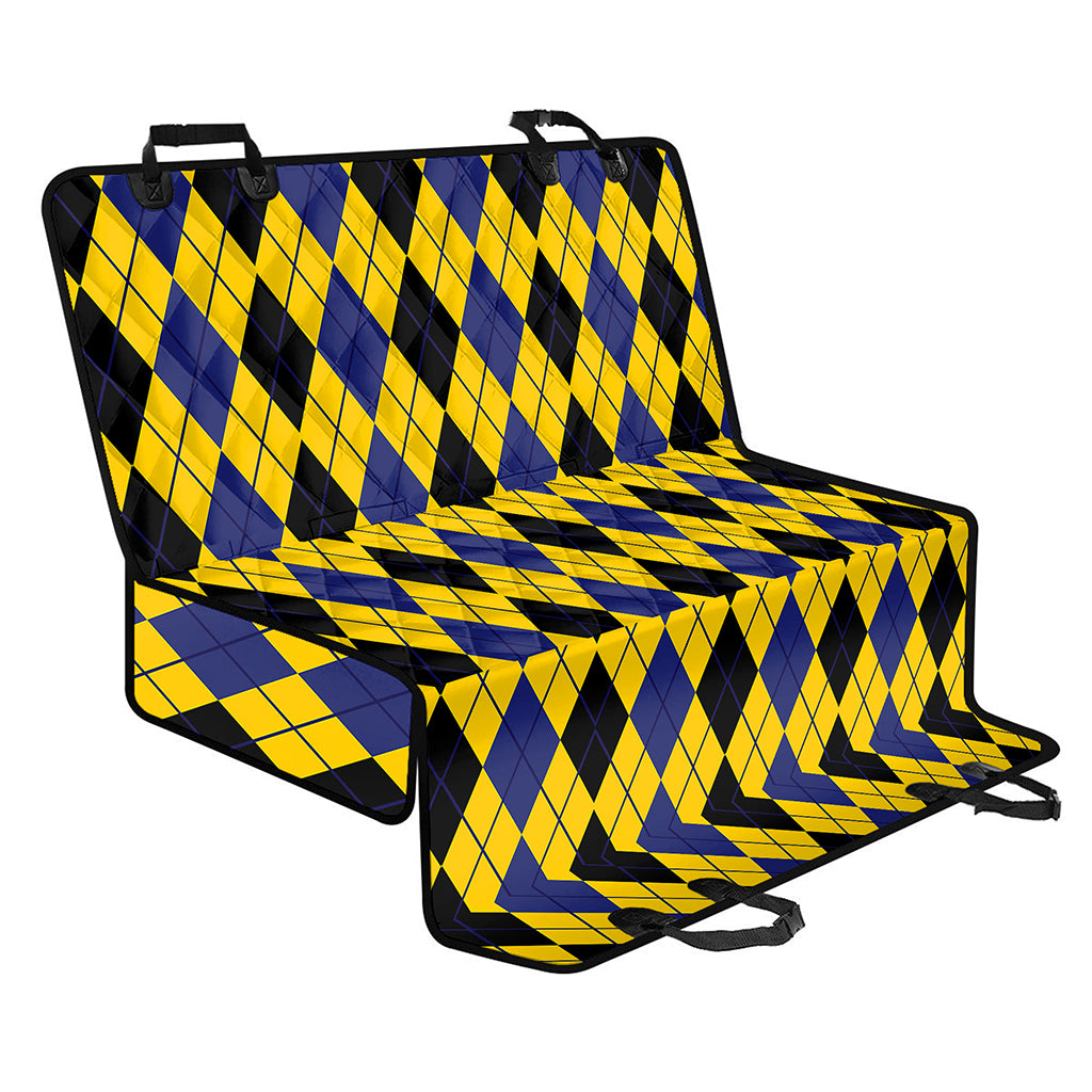 Black Blue And Yellow Argyle Print Pet Car Back Seat Cover