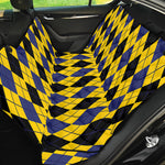 Black Blue And Yellow Argyle Print Pet Car Back Seat Cover