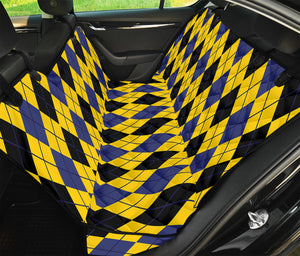 Black Blue And Yellow Argyle Print Pet Car Back Seat Cover