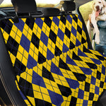 Black Blue And Yellow Argyle Print Pet Car Back Seat Cover