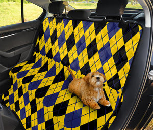 Black Blue And Yellow Argyle Print Pet Car Back Seat Cover