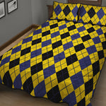 Black Blue And Yellow Argyle Print Quilt Bed Set