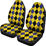 Black Blue And Yellow Argyle Print Universal Fit Car Seat Covers