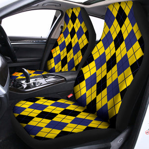 Black Blue And Yellow Argyle Print Universal Fit Car Seat Covers