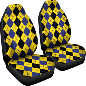 Black Blue And Yellow Argyle Print Universal Fit Car Seat Covers