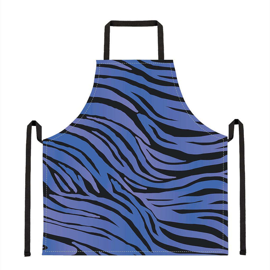 Black Blue Zebra Pattern Print Apron