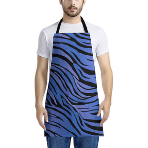 Black Blue Zebra Pattern Print Apron