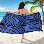 Black Blue Zebra Pattern Print Beach Sarong Wrap