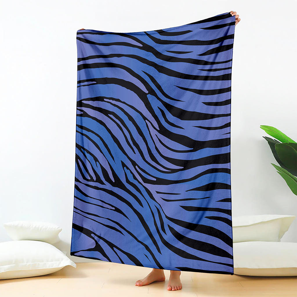 Black Blue Zebra Pattern Print Blanket