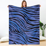 Black Blue Zebra Pattern Print Blanket