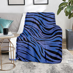 Black Blue Zebra Pattern Print Blanket