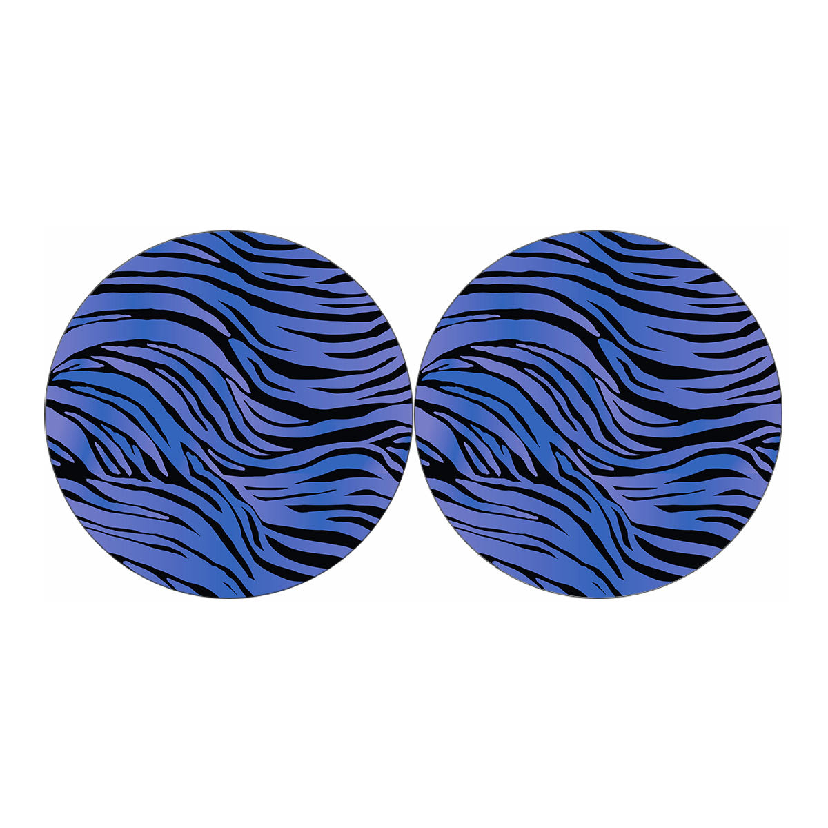 Black Blue Zebra Pattern Print Car Coasters
