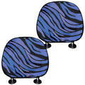 Black Blue Zebra Pattern Print Car Headrest Covers