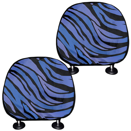 Black Blue Zebra Pattern Print Car Headrest Covers