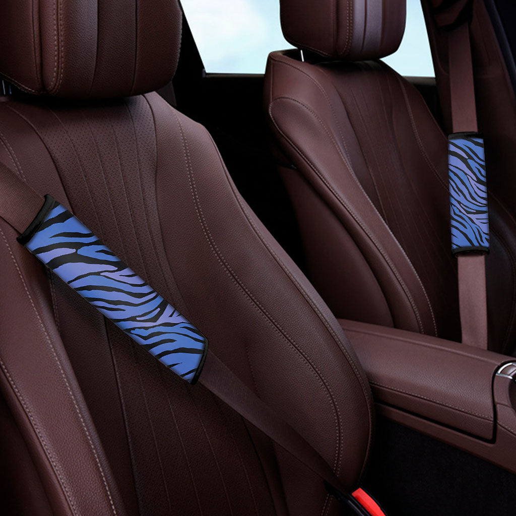 Black Blue Zebra Pattern Print Car Seat Belt Covers