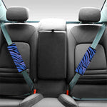 Black Blue Zebra Pattern Print Car Seat Belt Covers