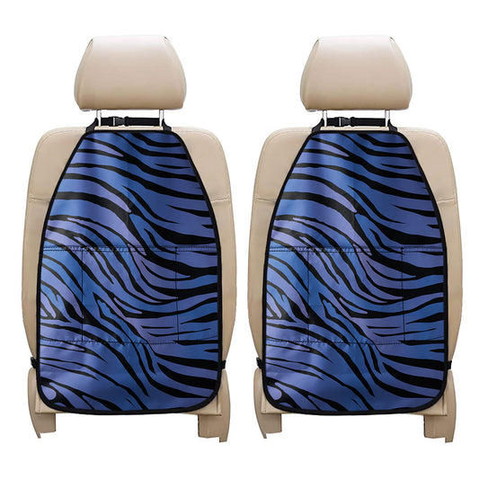 Black Blue Zebra Pattern Print Car Seat Organizers