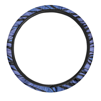 Black Blue Zebra Pattern Print Car Steering Wheel Cover