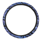 Black Blue Zebra Pattern Print Car Steering Wheel Cover