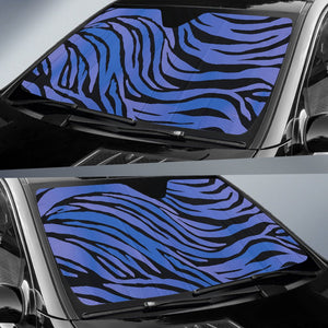 Black Blue Zebra Pattern Print Car Sun Shade GearFrost