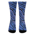 Black Blue Zebra Pattern Print Crew Socks