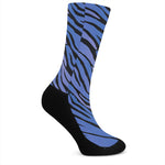 Black Blue Zebra Pattern Print Crew Socks