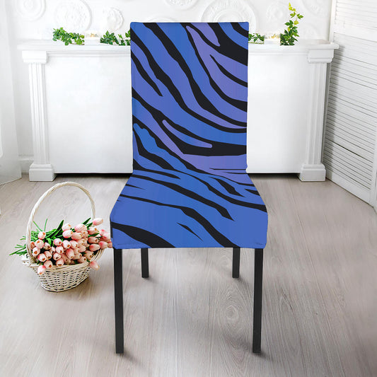 Black Blue Zebra Pattern Print Dining Chair Slipcover