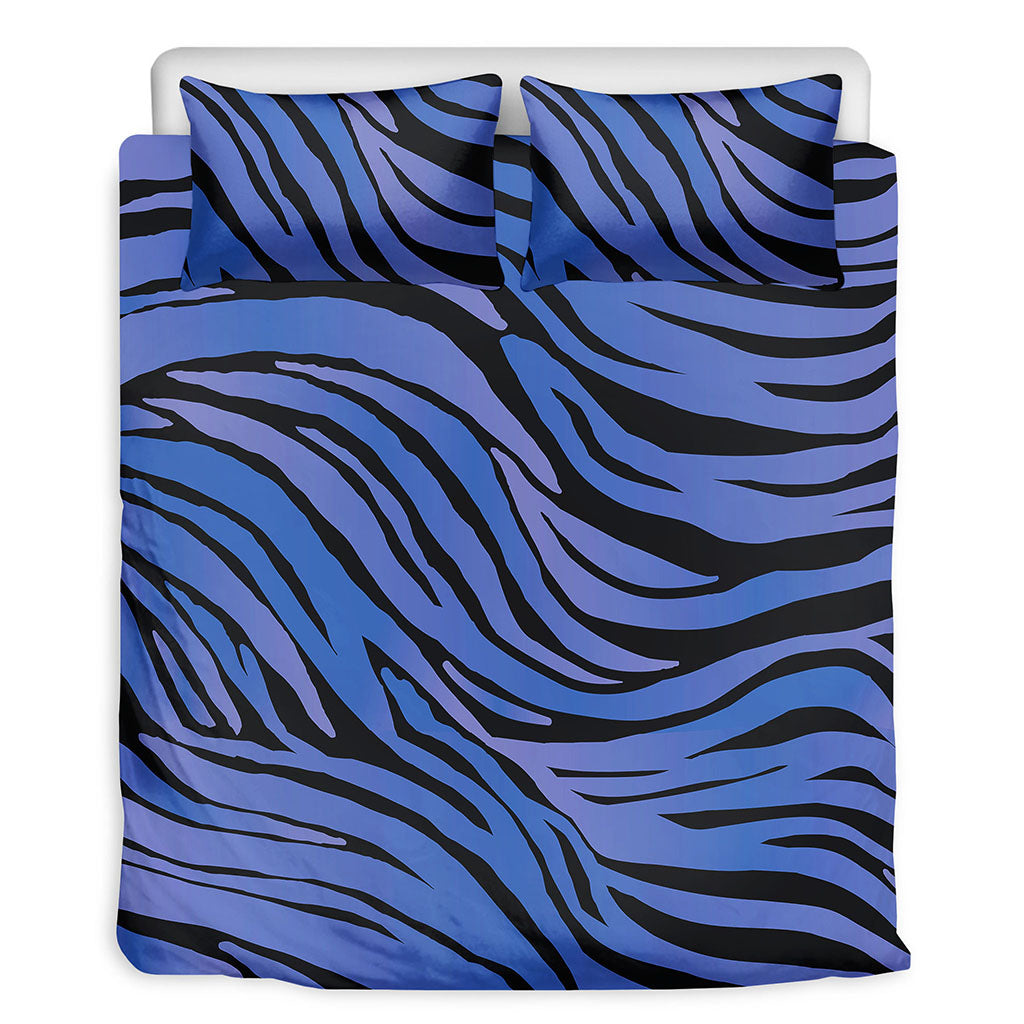 Black Blue Zebra Pattern Print Duvet Cover Bedding Set