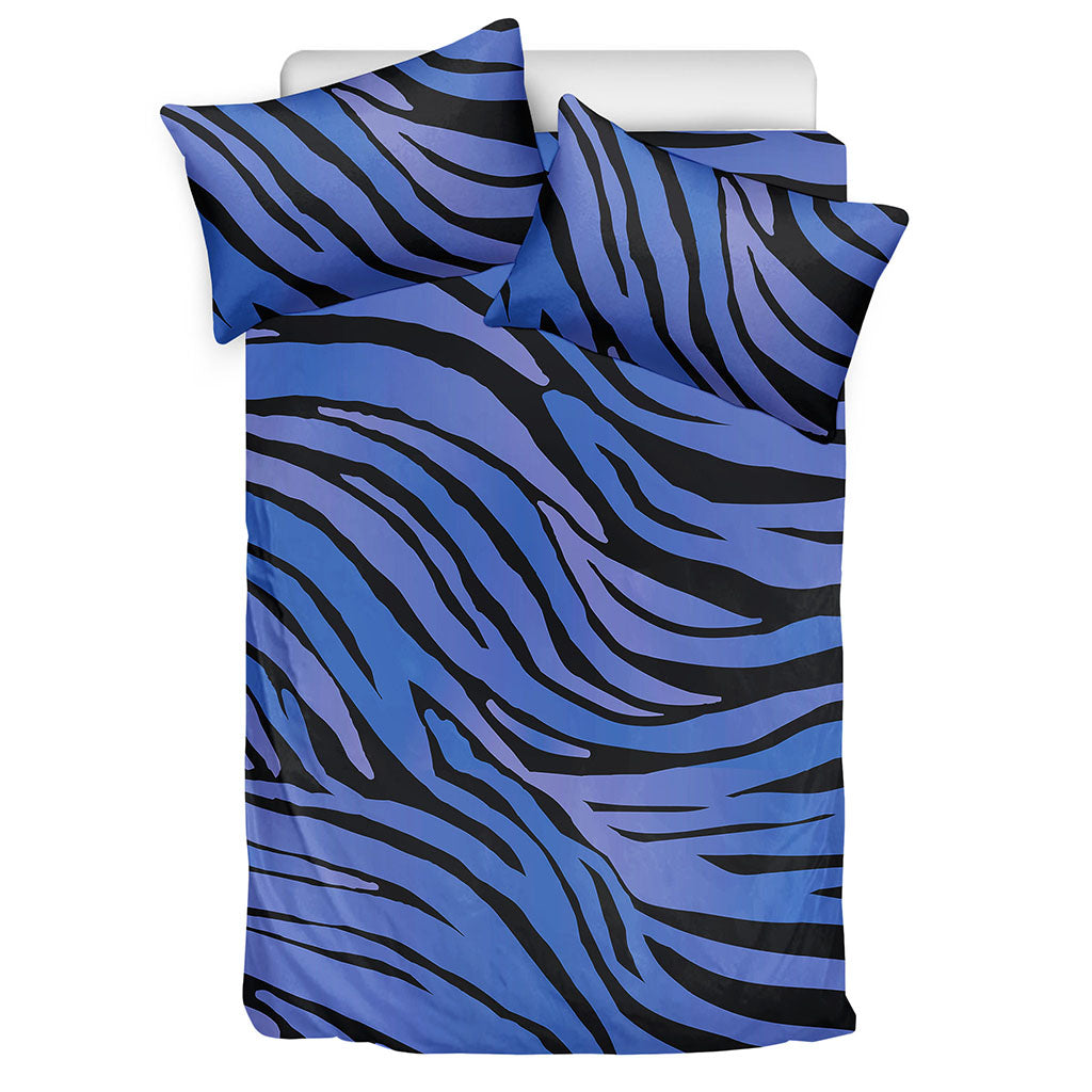 Black Blue Zebra Pattern Print Duvet Cover Bedding Set