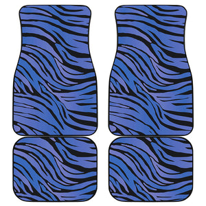 Black Blue Zebra Pattern Print Front and Back Car Floor Mats