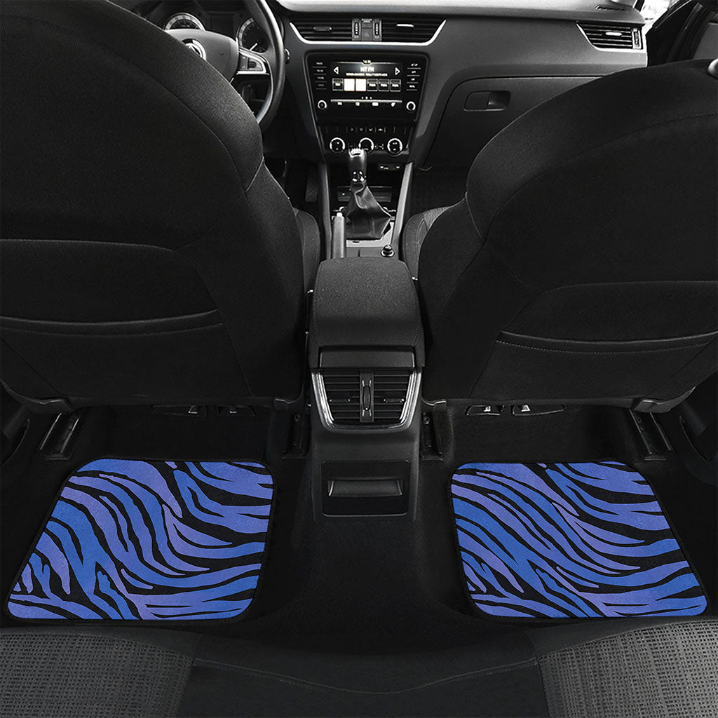 Black Blue Zebra Pattern Print Front and Back Car Floor Mats