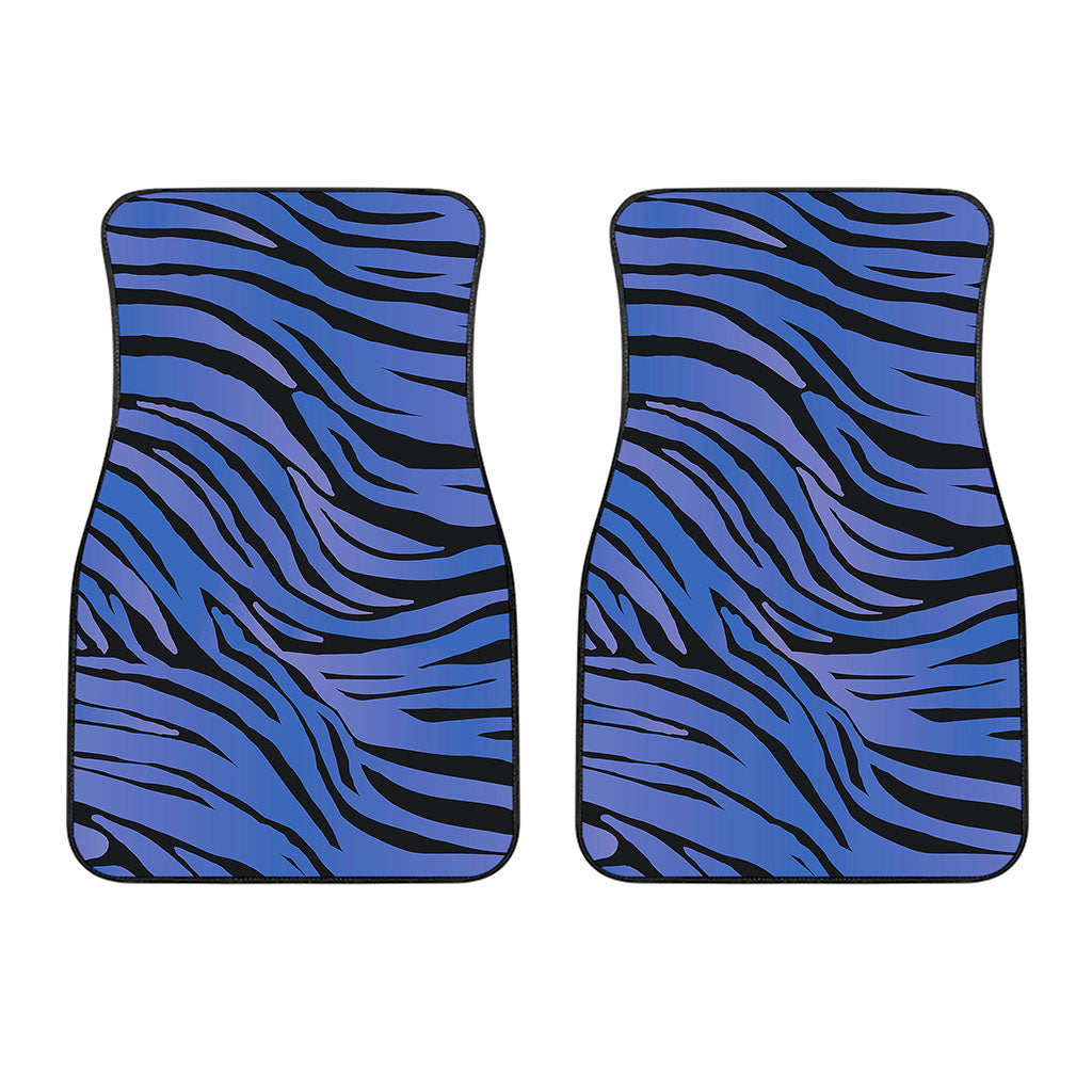 Black Blue Zebra Pattern Print Front Car Floor Mats