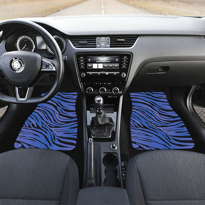 Black Blue Zebra Pattern Print Front Car Floor Mats