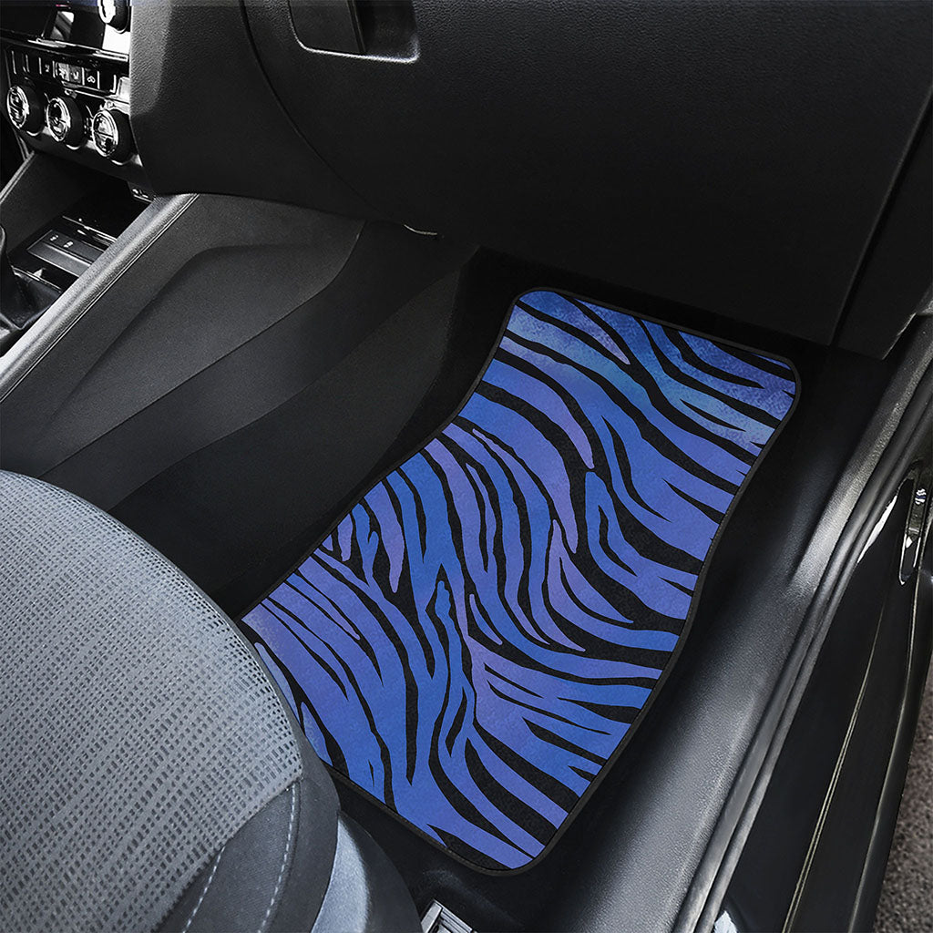 Black Blue Zebra Pattern Print Front Car Floor Mats
