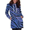 Black Blue Zebra Pattern Print Hoodie Dress GearFrost