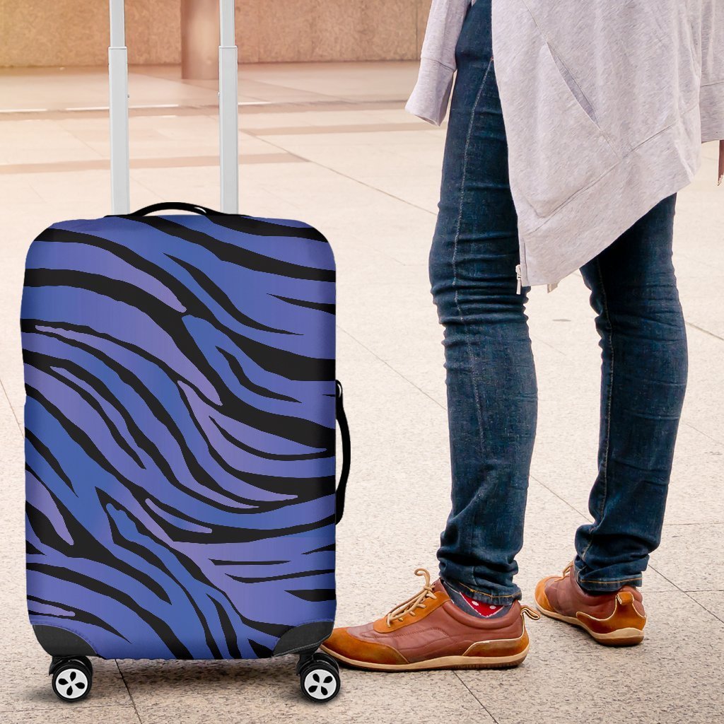 Black Blue Zebra Pattern Print Luggage Cover GearFrost