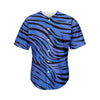 Black Blue Zebra Pattern Print Men's Baseball Jersey