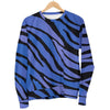 Black Blue Zebra Pattern Print Men's Crewneck Sweatshirt GearFrost