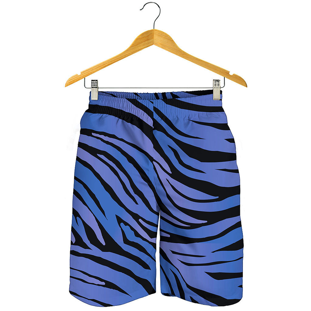 Black Blue Zebra Pattern Print Men's Shorts