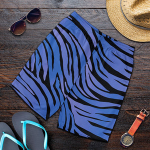 Black Blue Zebra Pattern Print Men's Shorts