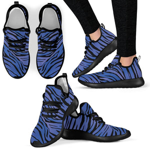 Black Blue Zebra Pattern Print Mesh Knit Shoes GearFrost