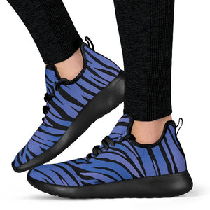 Black Blue Zebra Pattern Print Mesh Knit Shoes GearFrost