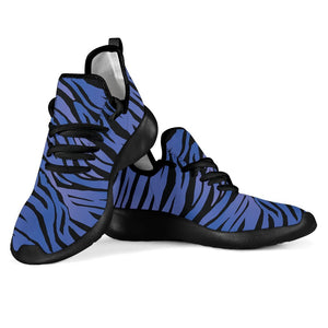 Black Blue Zebra Pattern Print Mesh Knit Shoes GearFrost