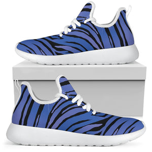 Black Blue Zebra Pattern Print Mesh Knit Shoes GearFrost