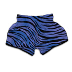 Black Blue Zebra Pattern Print Muay Thai Boxing Shorts