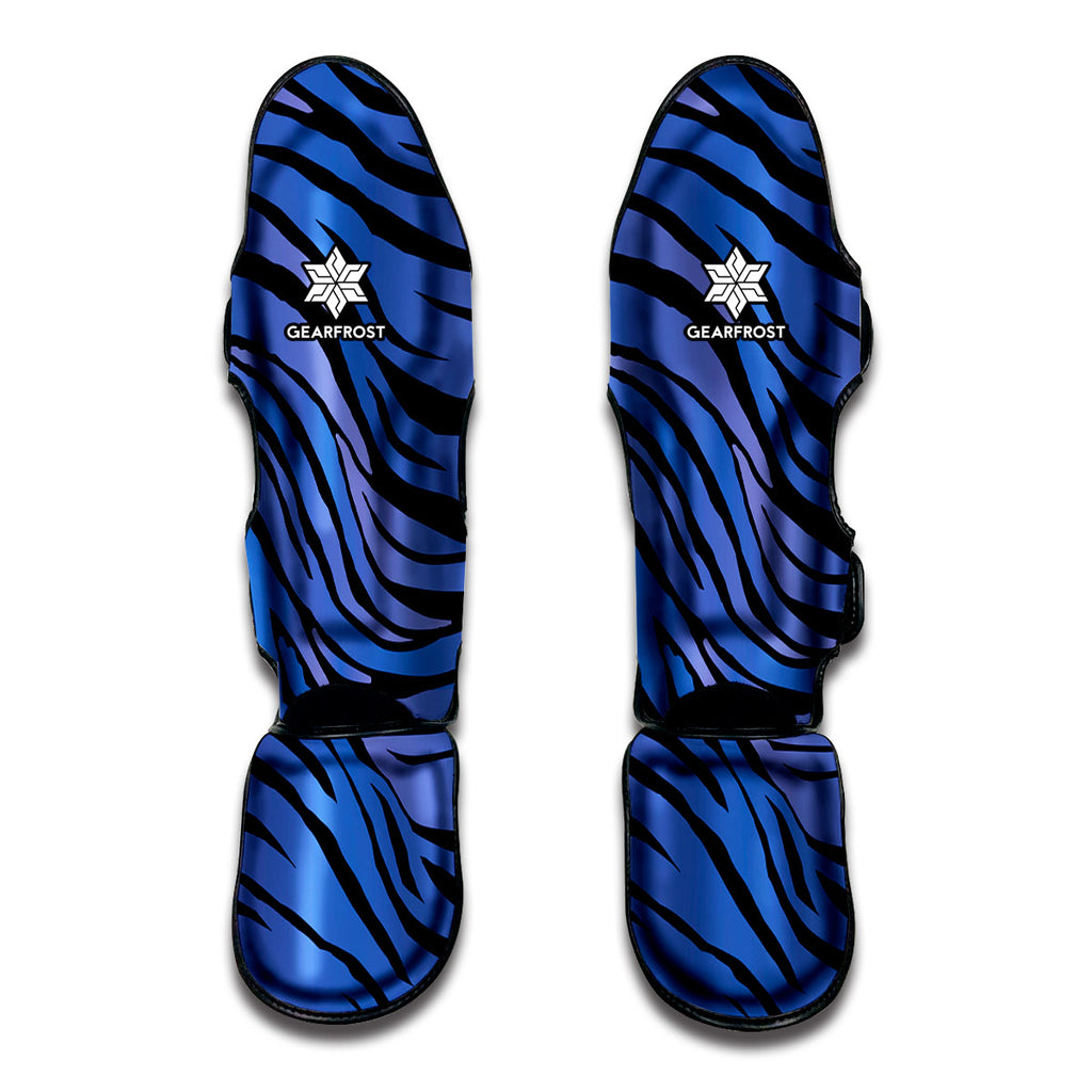 Black Blue Zebra Pattern Print Muay Thai Shin Guard